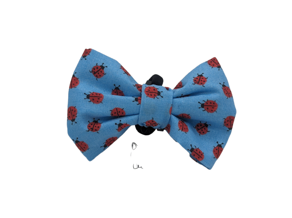 Ladybugs on Blue Pet Bow