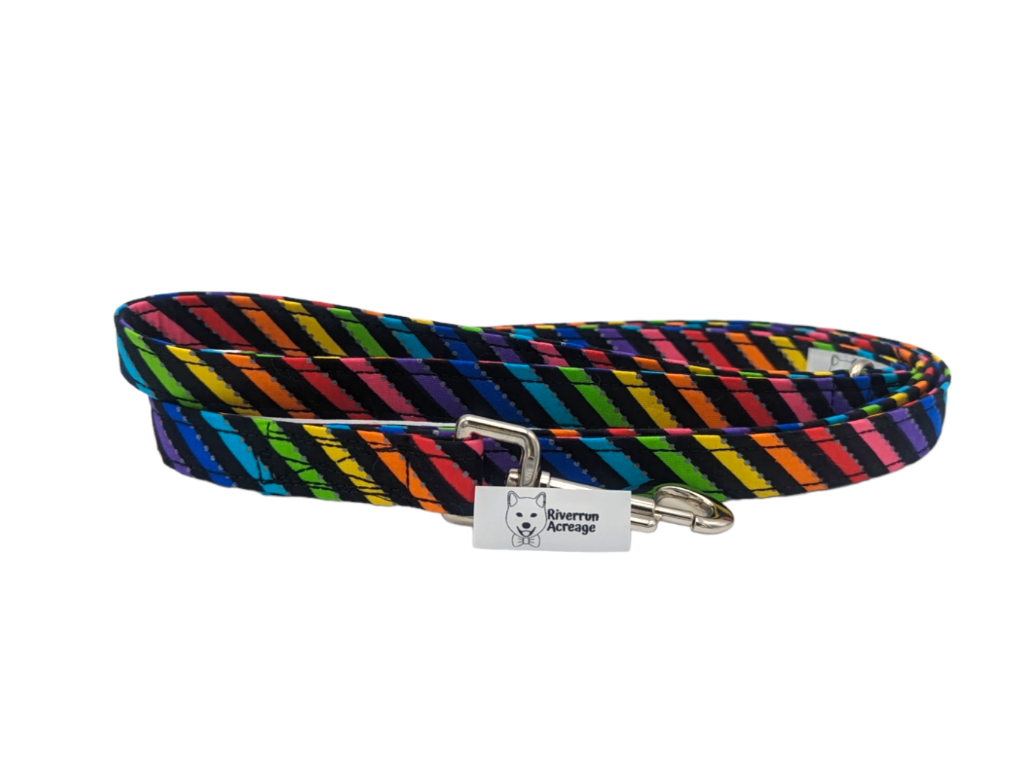 Rainbow Stripe on Black Leash