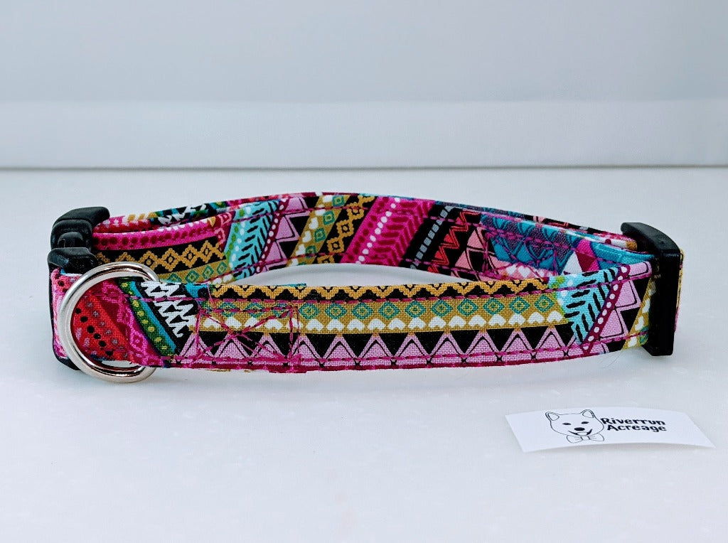 Quilted Fuchsia Dog Collar