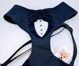 Navy Tux With Navy Satin Lapels Tuxedo Dog Harness