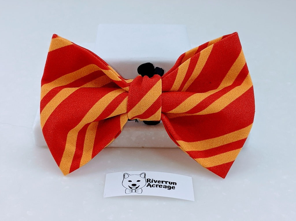 Red and Gold Dog Bow