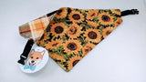 Sunflowers and Plaid Reversible Clip on Bandana
